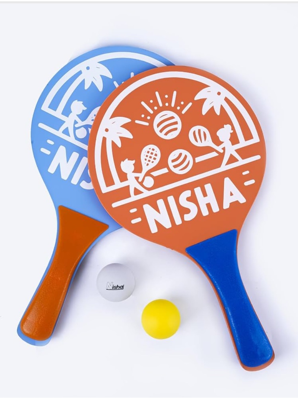 Nisha paddle Ball Set: 2 Balls and Two Rackets